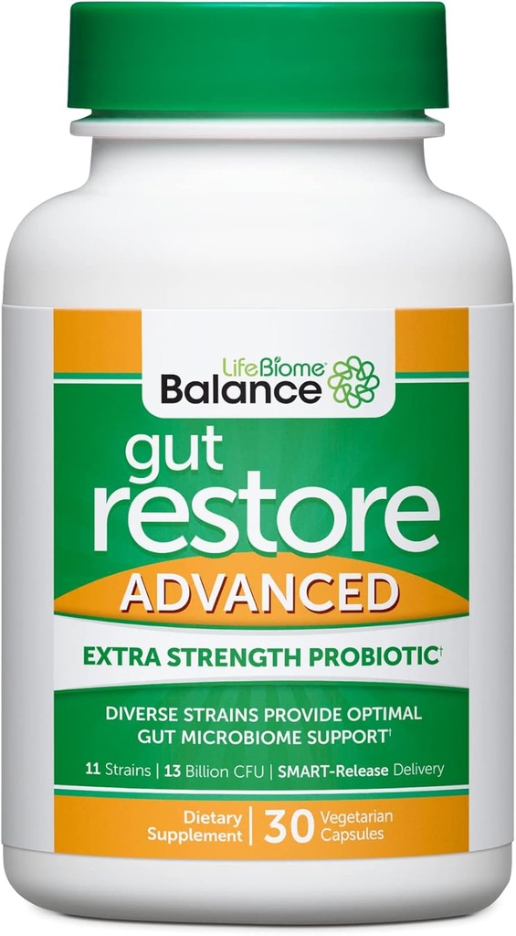 Drew Sinatra’s LifeBiome Gut Restore Advanced, Maximum Strength Microbiome Probiotic with Fermented Botanicals, 11 Multi Strains, 30 Ance-Daily Caps, Vegetarian, Soy-, Dairy-, και Gluten Free