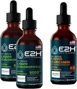 E2H: Υγρές σταγόνες χλωροφύλλης (2 Pack - 4 Fl Oz) και υγρή κουρκουμίνη (Μονό μπουκάλι - 2 Fl Oz) 