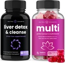 NutraChamps Liver Cleanse Detox Κάψουλες και (2-Pack) Γυναικεία πολυβιταμίνες Gummies Bundle