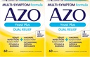 AZO Yeast Plus Δισκία Διπλής Ανακούφισης, Μόλυνση Μαγιάς και Κολπική Συμπτωματική Ανακούφιση, Ανακουφίζει την φαγούρα και την καύση, 60 Count (Pack of 2)