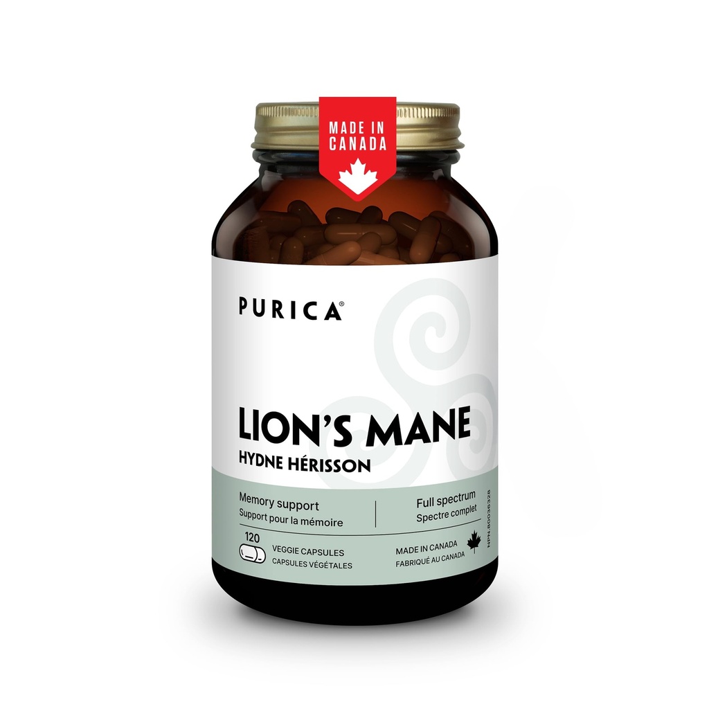 PURICA - Μανιτάρια μικρομονωμένα, 120 κάψουλες Vegan 60 ημερών - Προάγει τη Γνωστική Υγεία - Μη ΓΤΟ και Χωρίς Γλουτένη - Focus and Memory Support - Εγκεφαλική Υγεία και Βελτίωση της Πέψης