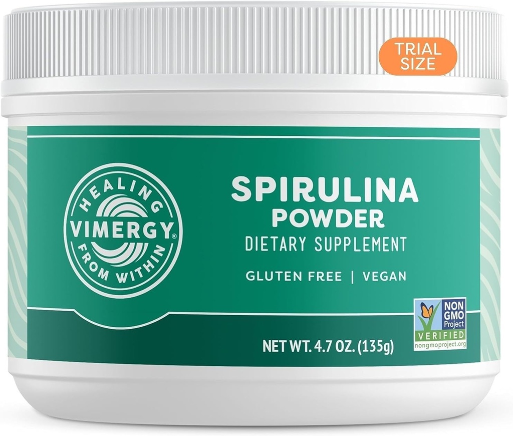 Vimergy Spirulina Powder – Concentrated Plant Protein Supports Immune Health & Cardiovascular Function – Vegan, Kosher, Gluten-Free – 135g