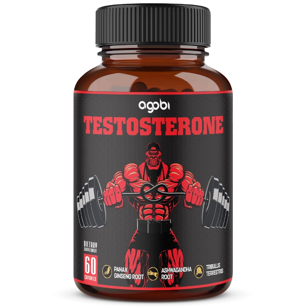 agobi Testosterone συμπλήρωμα για άνδρες - 11 βότανα - Ashwagandha, Tribulus, Ginseng & More - 60 κάψουλες για 1 μήνα