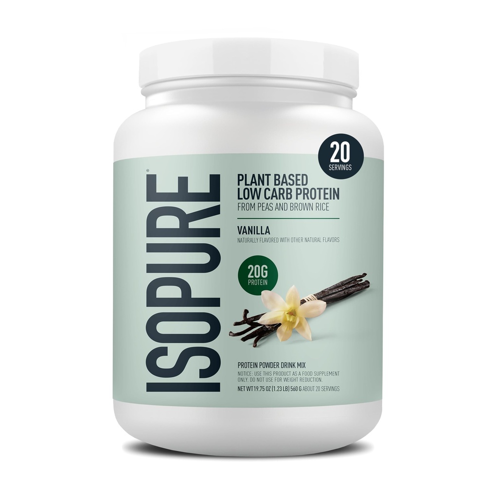 Isopure φυτικής πρωτεΐνης σκόνη, χωρίς λακτόζη, χωρίς γλουτένη, με σίδηρο, βανίλια, 20g πρωτεΐνη φυτών ανά υπηρεσία, 1,23 Lbs, 20 εξυπηρετούν