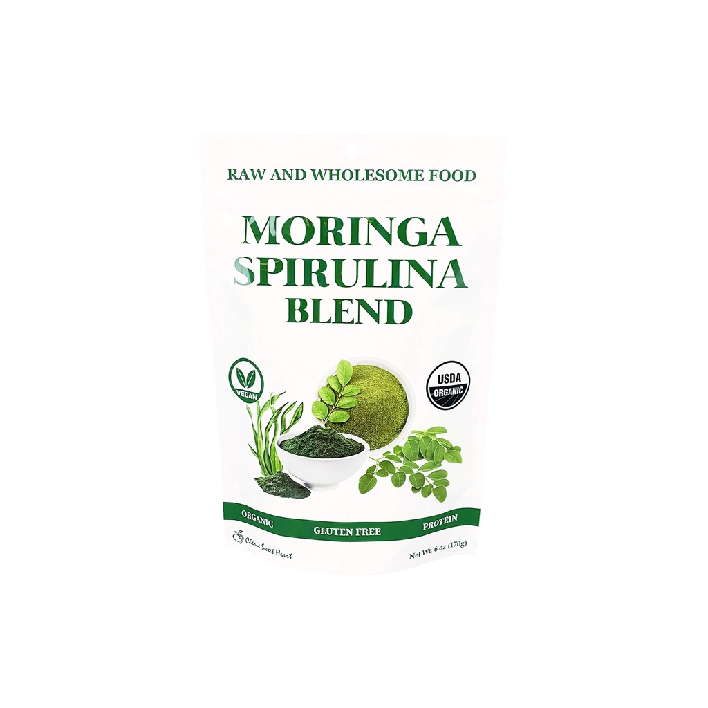 Chérie Sweet Heart Organic Moringa & Spirulina Superfood Blend, 6 oz – USDA Organic, Non-GMO, Vegan, Gluten-free Supergreens Σκόνη για την ενέργεια, Detox & Καθημερινή ευεξία