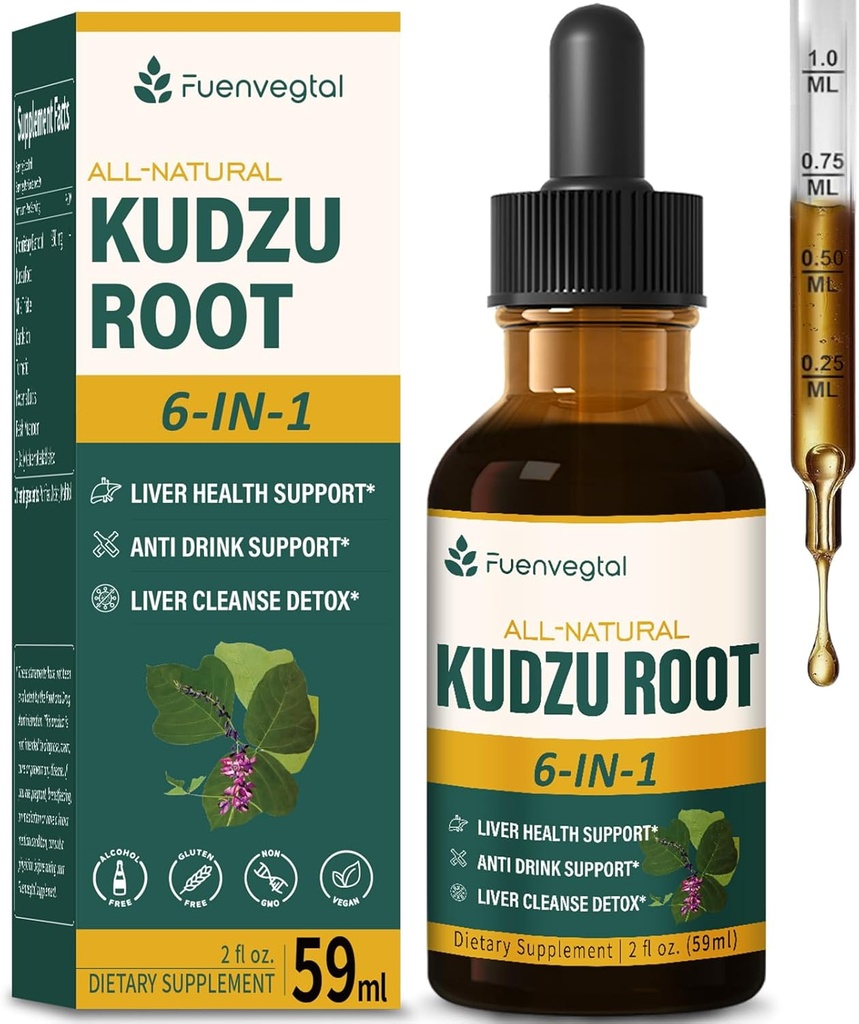 Kudzu Root Extract σταγόνες για την υποστήριξη του ήπατος, υψηλής απορρόφησης συμπλήρωμα Φόρμουλα με γαϊδουράγκαθο γάλακτος, Turmeric, και Hovenia Dulcis. 2 oz