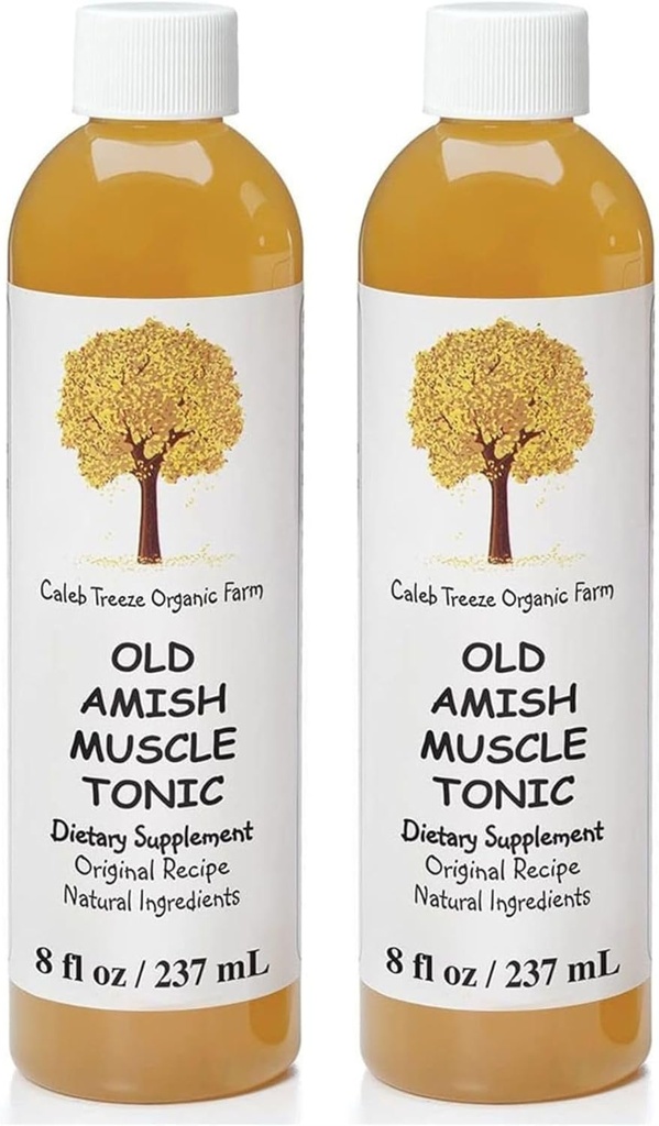 Caleb Treeze Old Amish Muscle Tonic 8 oz, Leg Cramps Relief, Foot Cramps Relief, Restless Legs, Muscle Cramps & Spasm Relief - Pack of 2
