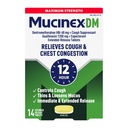 Mucinex DM 12Hr Maximum Strength Chest Congestion & Cough Medicine For Adults, Cold And Cough Medicine for Excess Mucus Relief, 1200 mg Guaifenesin & 60 mg Dextromethorphan HBr, 14 Bi-Layer Tablets