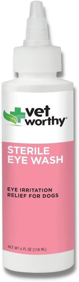 Vet Worty Eye Wash for Dogs - Gentle Eye Cleansing Solution for Dogs to Prevent Tear Stain and Eye Irrigation - Σκύλος Eye Cleaner for Tear Stain, Dirt, and Eye Distribution - 4oz