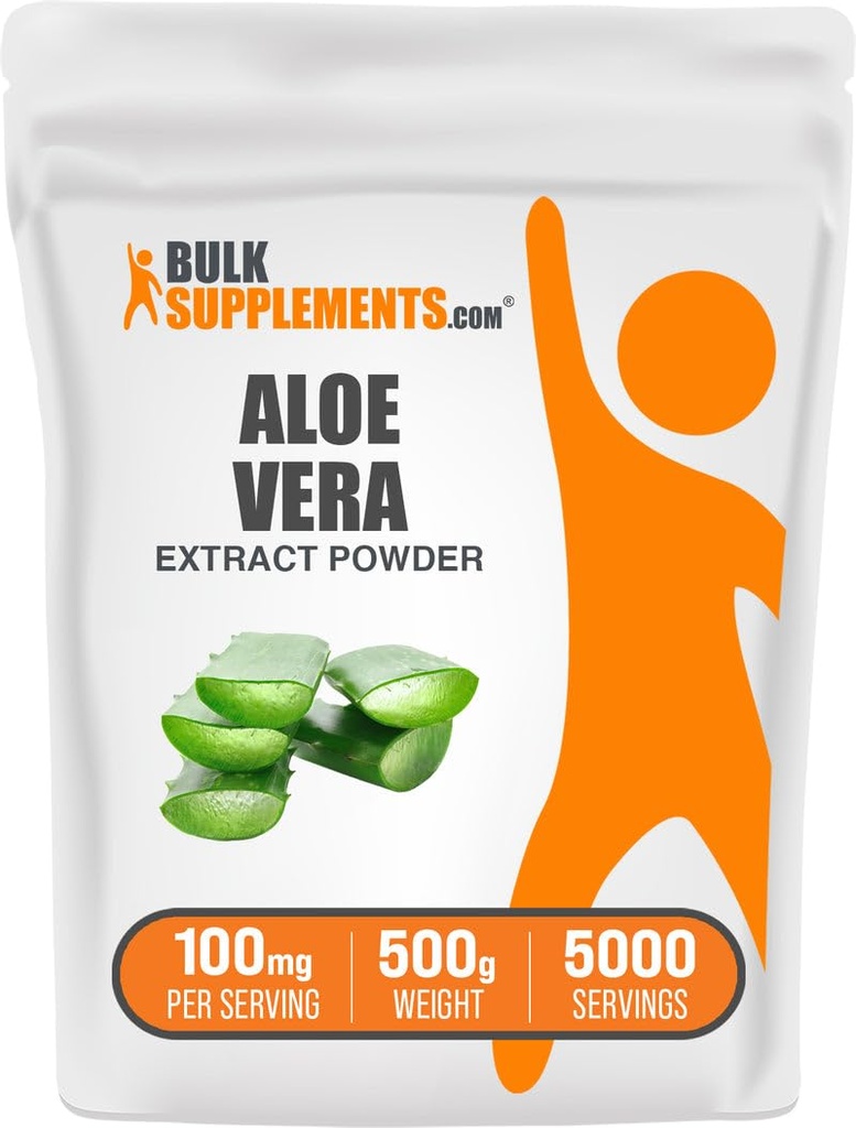 BulkSupplements.com Aloe Vera Extract Powder - συμπλήρωμα αλόης Vera, συμπλήρωμα βοτάνων - Vegan & Gluten Free, 100mg ανά Σερβίρισμα, 500g (1.1 lbs) (πακέτο των 1)