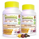Peruvian Maca Root Capsules with Black Pepper 150 ct. Premium Yellow Red & Black Red Powerful Extract of All Type Maca Root All Natural Non-GMO Vegan NO Rice Powder NO Stearate NO Silicon (Pack of 2)