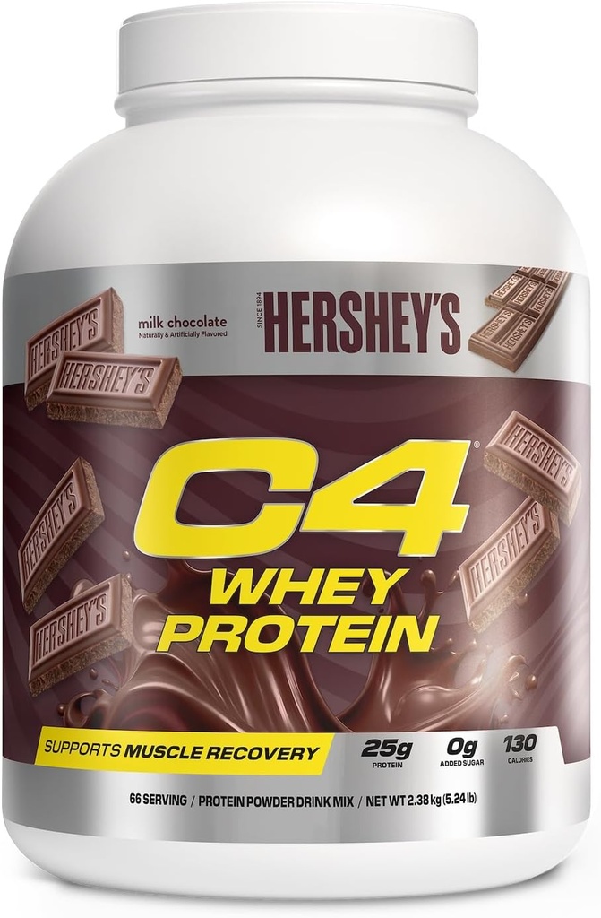 Cellucor C4 Whey Protein Powder, Hershey's Chocolate - 25g Protein, 0g Added Sugar, 130 Calories Per Serving, Supports Muscle Recovery, 66 Servings, Premium Whey for Post-Workout