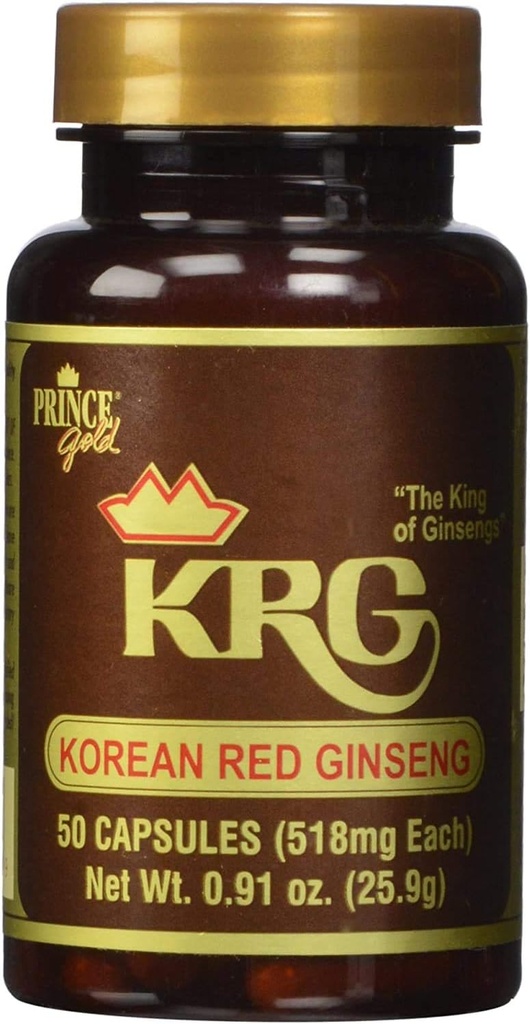 Prince of Peace Prince Gold KRG Korean Red Ginseng, 2 Pack - 50 Κάψουλες Κάθε – Φυσικό κόκκινο Panax Ginseng – Κορεάτικη σκόνη ρίζας Ginseng – Κινεζικό συμπλήρωμα βοτάνων – Προάγει τη συνολική υγεία και