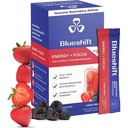 Blueshift Energy + Focus - Λιγότερο-Sweet Super Clean Plant-Based Energy Drink for Adults, with Guarana, Green Tea, Rhodiola, Caffeine, B Βιταμίνες για Καθαρότητα & Εστίαση, Χωρίς Ζάχαρη - Sticks (10 Pack)