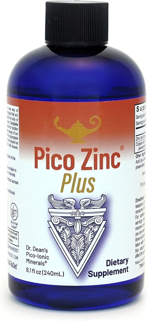 RnA ReSet Pico Zinc Plus – Συμπλήρωμα υγρού ψευδαργύρου και χαλκού, Pico-Ionic Mineral Solution, 8.1 Fl Oz (1-Pack)