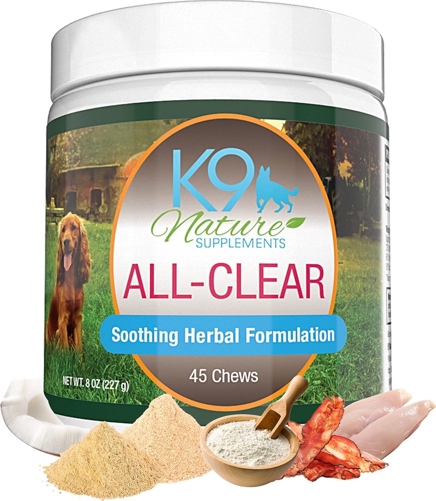 All-Clear - Allergy Supplement for Dogs - 45 Chews - Soothing Herbal Formula with Natural Ingredients - Support for Pet’s Seasonal Allergies & Itching - for All Breeds