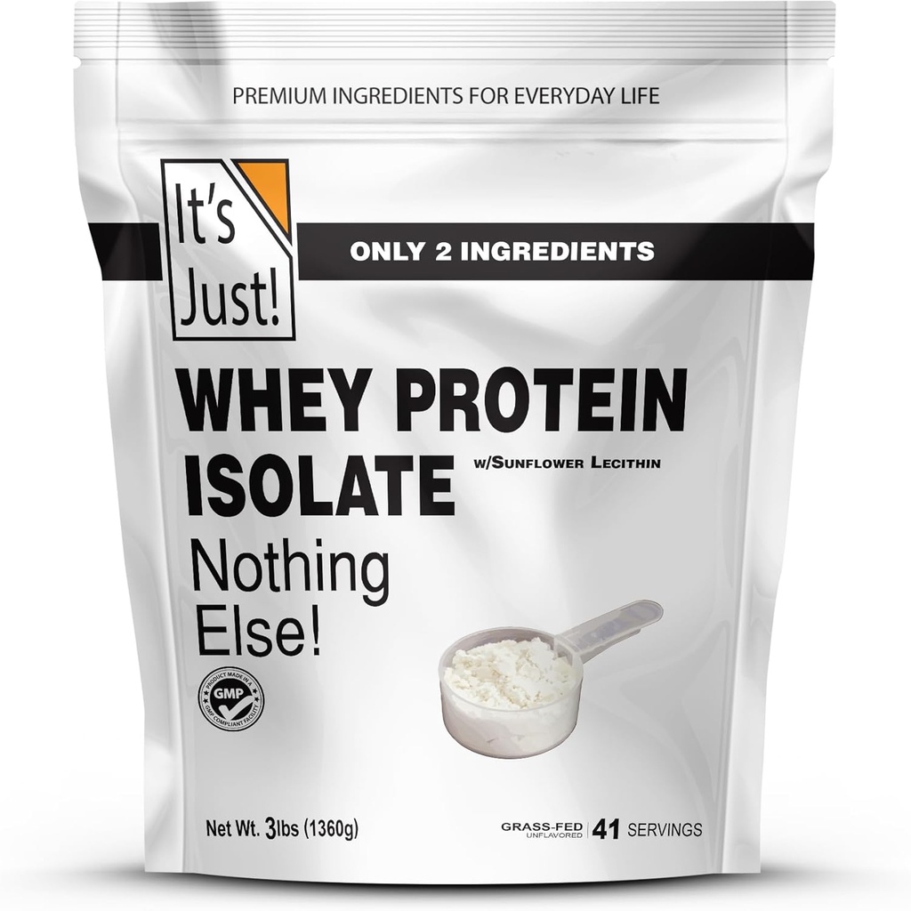 Είναι απλά! - Whey Protein Isolate, Ultra Premium Grass-Fed, Unflavored, Made in USA, Pure 90% Protein, Μόνο 1g Carb, Χωρίς Προστιθέμενη Ζάχαρη (3 Λίρες)