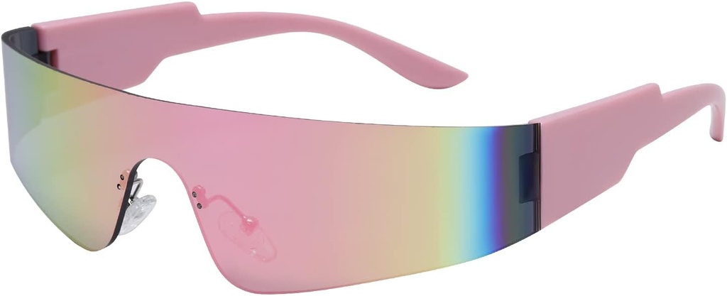 Crazy Feng Trendy Rimless Futuristic Wrap Γύρω από γυαλιά ηλίου Γυναίκες άνδρες, Cyberpunk Visor γυαλιά ηλίου Αποχρώσεις γυαλιά μόδας