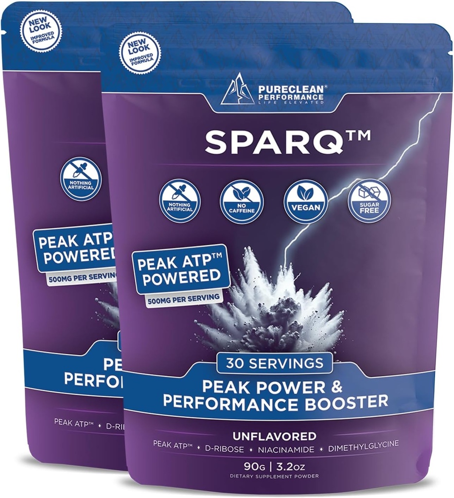 SPARQ Peak ATP Power & Performance Booster – 500mg ATP, D-Ribose, DMG & NAD+ – Ενισχύει τη μυϊκή μάζα, την ενέργεια, τη Σταμίνα, τη δύναμη και την ανάκτηση – Caffeine-free Pro-Workout Powder – 60 εξυπηρετήσεις – Unflaved