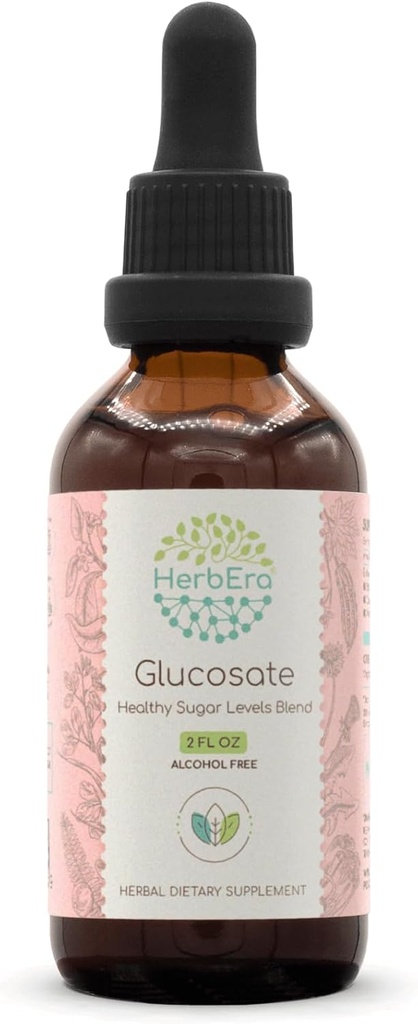 HerbEra Glucosate B60 Alcohol-Free Extract Tincture, Bitter Melon Fruit, Cinnamon Bark, Dandelion Root, Gymnema Leaf, Fenugreek Seeds, Amla Fruit. Healthy Sugar Levels Blend 2 Fl Oz