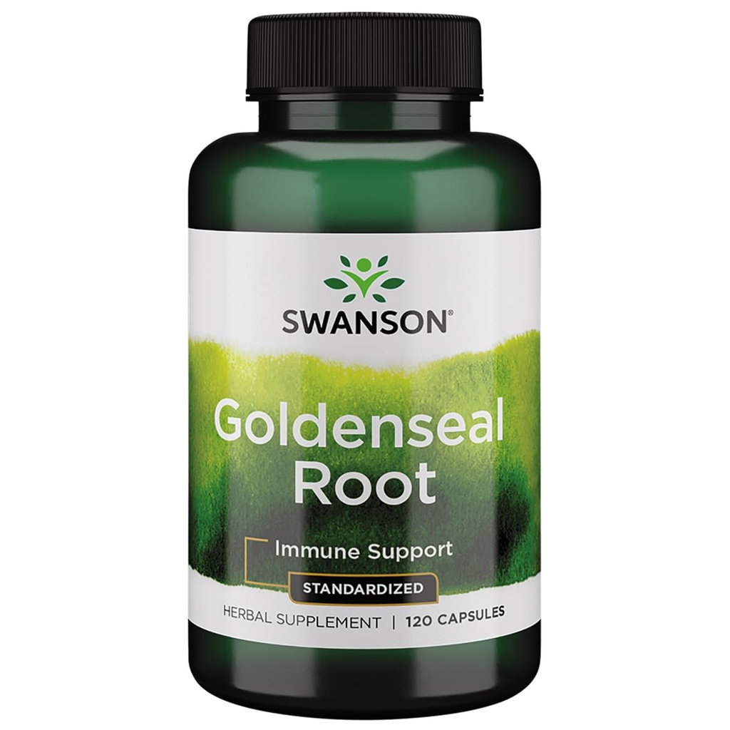 Swanson Goldenseal Root - φυτικό συμπλήρωμα Προώθηση της ανοσοποιητικής υποστήριξης και της γενικής ευεξίας - Χαρακτηριστικά Goldenseal Root Extract Standardized to minimum 5% Total Alkaloids - (120 κάψουλες, 125mg έκαστο)