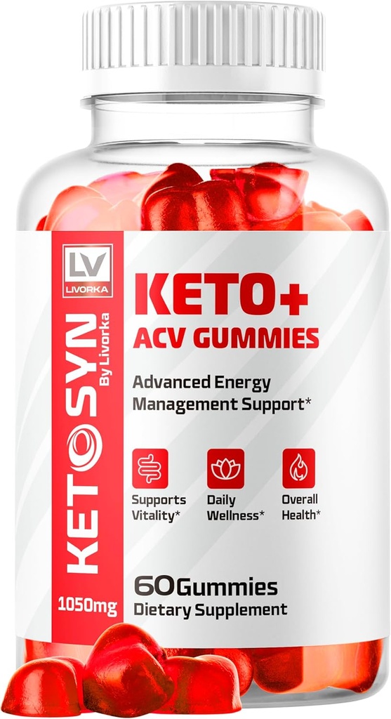 LIVORKA Ketosyn ACV Gummies, Keto Syn Gummies, Ketosyn Keto Plus ACV Gummies, Ketosyn Keto ACV Gummies, Keto Syn ACV Gummies 1050 MG, Keto ACV Gummies Ketosyn, 60 Gummies for 1 Month