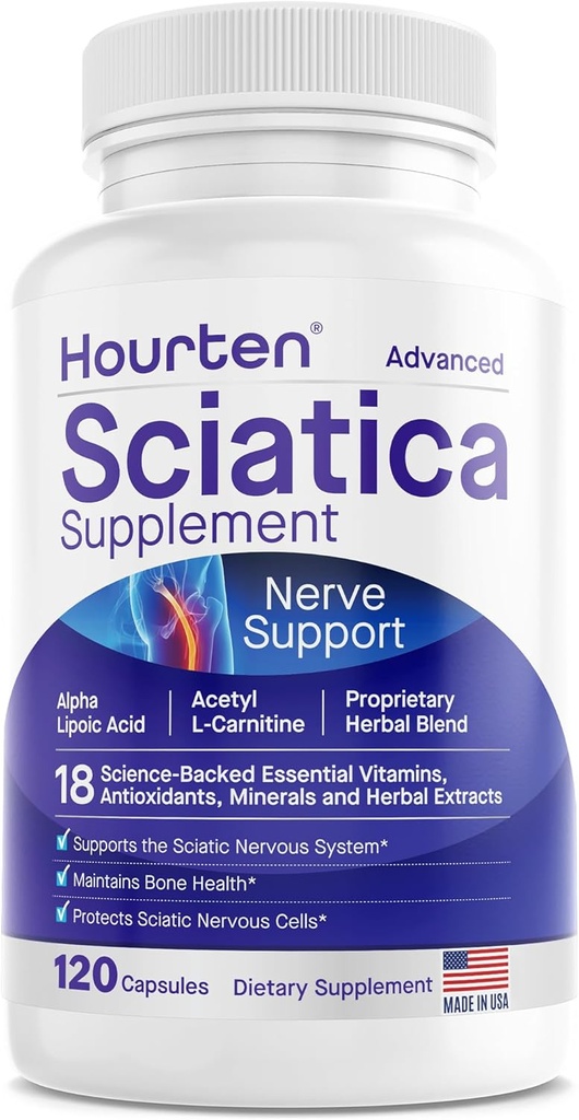 Advanced Sciatic Nerve Support Relief: Alpha Lipoic Acid - 18 in 1 Sciatica Συμπληρώματα - Vitamin B Complex - Made in USA (120 Count (Pack of 1))