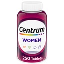 Centrum Multivitamin για γυναίκες, Multivitamin / Multimineral συμπλήρωμα με σίδηρο, βιταμίνη D3, Β Βιταμίνες και Αντιοξειδωτικές Βιταμίνες C και E, Χωρίς γλουτένη, μη ΓΤΟ Συστατικά - 250 Count