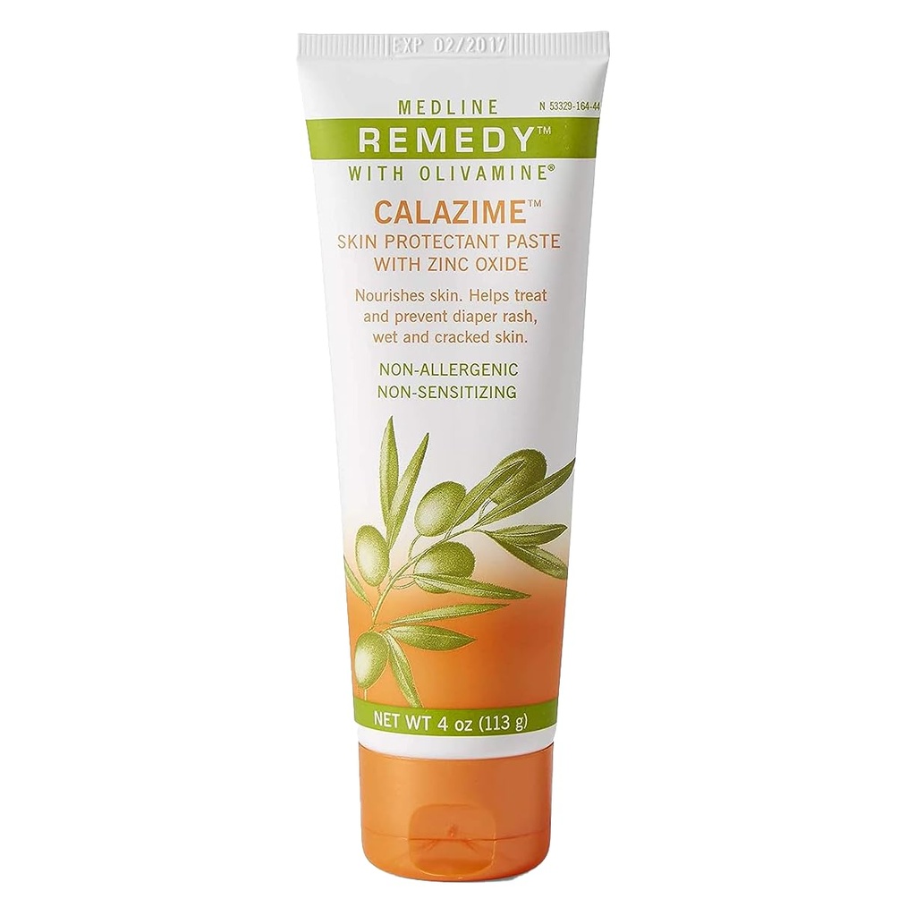 Medline Remedy Olivamine Calazime Skin Protectant Paste Cream, Χρησιμοποιείται με Dry Chapped από το εξάνθημα της πάνας, Ακράτεια, Δερματίτιδα, Ψωρίαση, Burns, Bites, White, 4 Oz