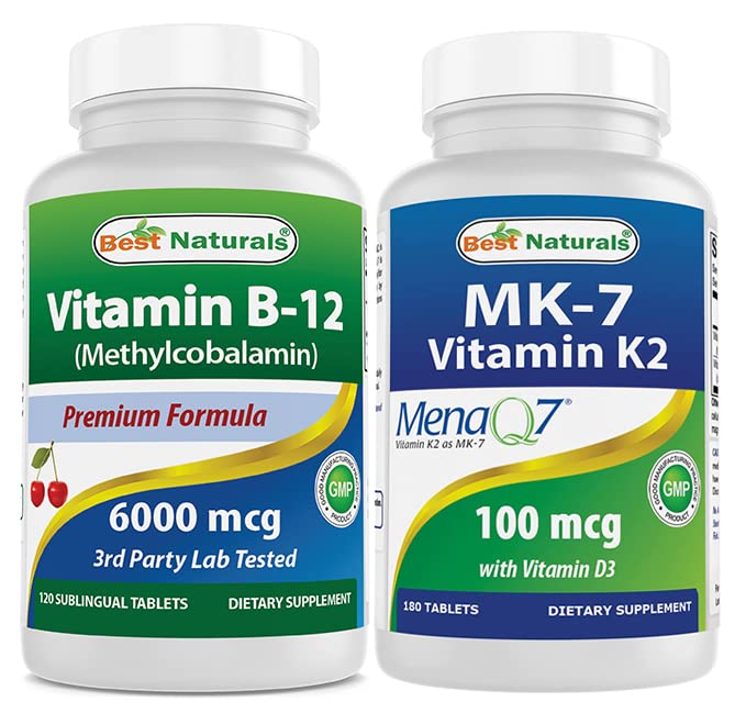 Best Naturals Βιταμίνη B12 6000 mcg & Βιταμίνη K2 (MK7) με D3