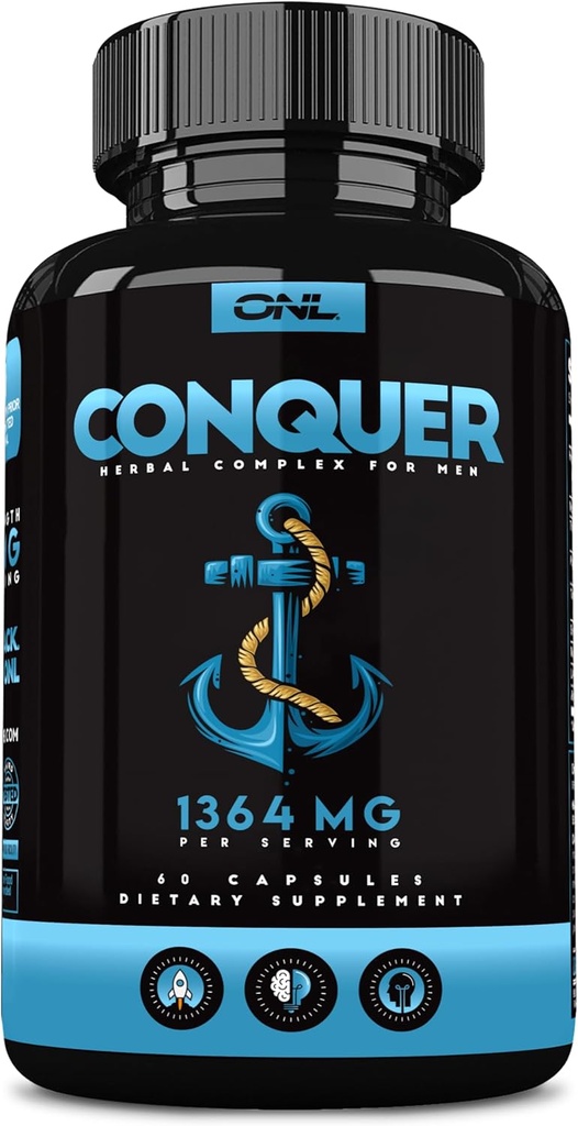 Conquer Mens Fertility Supplement - Testosterone Booster for Men w/ Maca Root, Horny Goat Weed & Tribulus Terrestris - Male Fertility Supplement - Libido Booster for Men - Male Enhancement Pills -60Ct