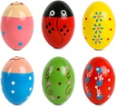 SallyFashion 6 PCS Ξύλινα αυγά σέικερ για Toddlers, Egg Maracas Κρουστά Shakers Μουσικά όργανα για Party Favors Goodie Bag Stuffers Cassroom Prizes