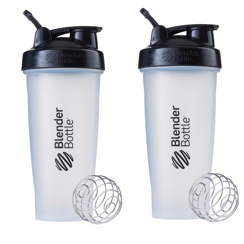 BlenderBottle Classic Shicker μπουκάλι Ιδανικό για τις ανακινήσεις πρωτεϊνών και πριν την προπόνηση, 28oz, Καθαρό / μαύρο (πακέτο του 2)