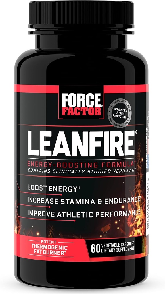 FORCE FACTOR LeanFire πριν από την προπόνηση χάπια ενέργειας με πράσινο εκχύλισμα τσαγιού και καφεΐνη για την αύξηση της ενέργειας, να οικοδομήσουμε Lean μυών, μαύρος, 60 κόμης (πακέτο του 1), το πακέτο Μαΐου Vary