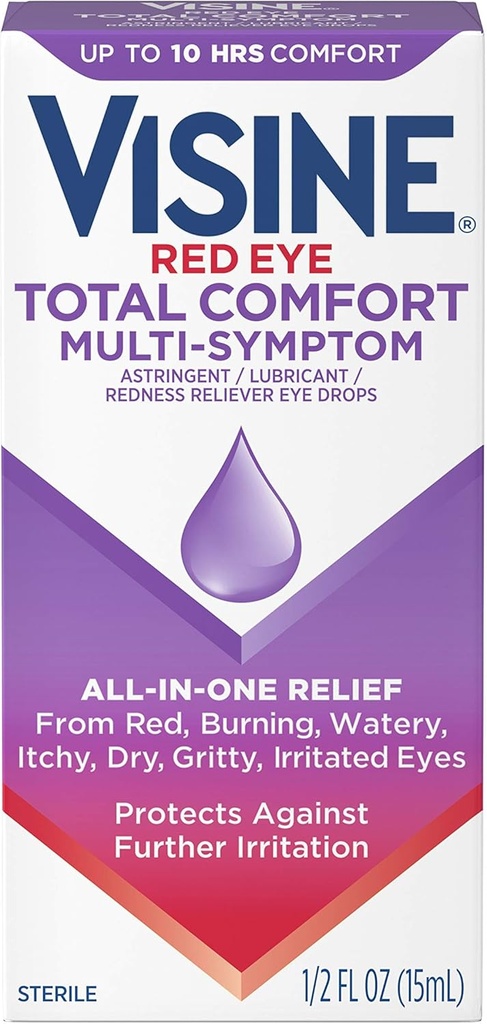 Visine Multi-Symptom Eye Drops - Astringent, Lubricant & Redness Reliever for Irritated, Dry, Red Eyes - 0.5 fl. oz