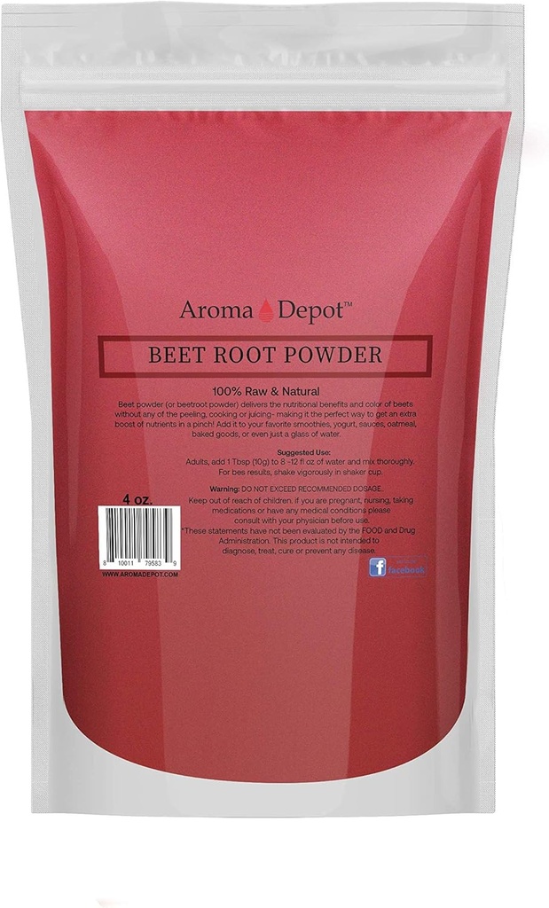 Beet Root Powder 4oz by Aroma Depot Raw & Non-GMO I Vegan & Gluten Free I Nitric Oxide Booster I Booster Stamina and Aυξάνει την ενέργεια I ανοσοποιητικό σύστημα Booster I 100% Φυσικό
