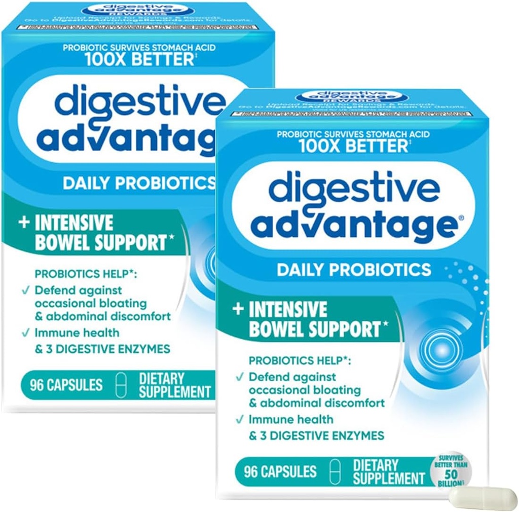 Πλεονεκτήματα IBS Probiotics για Digestive Health & Intensive Bowel Support, για γυναίκες & άνδρες με Digestive Ένζυμα, Υποστήριξη για περιστασιακή Bloating & Gut Health, 96ct Κάψουλες (2)