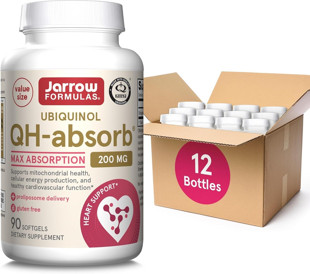Jarrow Formulas QH-Absorb Ubiquinol 200 mg, Συμπλήρωμα διατροφής, Υποστήριξη για τη Μιτοχονδριακή Υγεία και Υγιεινή Καρδιαγγειακή Λειτουργία, 90 Softgels, Μέχρι 90 Ημέρα Προμήθεια (πακέτο των 12)