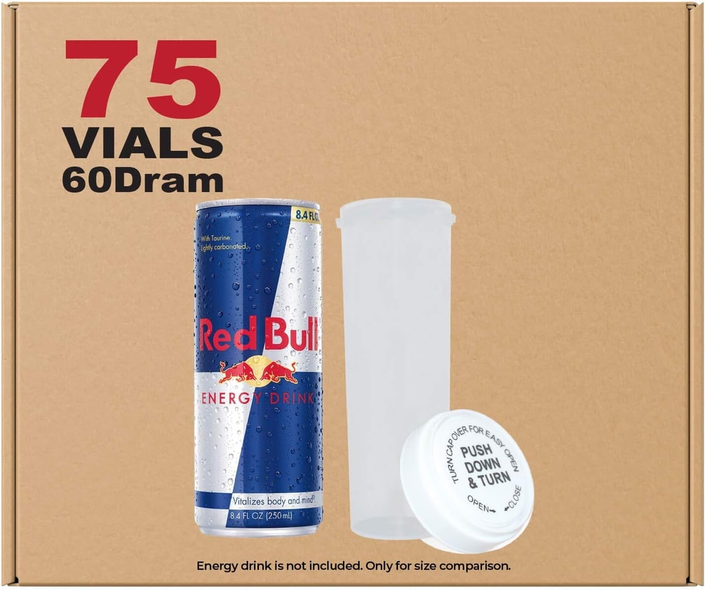 W Gallery 75 Clear 60 Dram Reversible Cap - αεροστεγές φιαλίδιο απόδειξης οσμής - Πλαστικά ιατρική Βαθμού Συνταγές μπουκάλια για χάπια Βότανα Λουλούδια Συμπληρώματα, Μαζική συσκευασία, Όχι Γυάλινα Βάζα