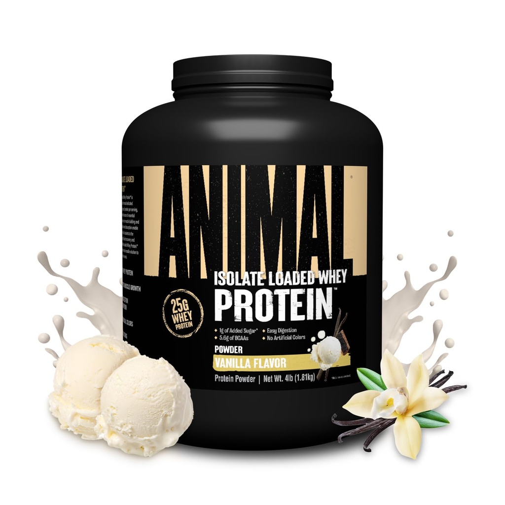 Ζώων Whey Isolate Protein Powder - Φορτωμένο για προ & μετά την προπόνηση οικοδόμος μυών και την αποκατάσταση με Digestive Ένζυμα για άνδρες & γυναίκες - 25g πρωτεΐνη, μεγάλη γεύση, χαμηλή ζάχαρη - βανίλια 4 lbs
