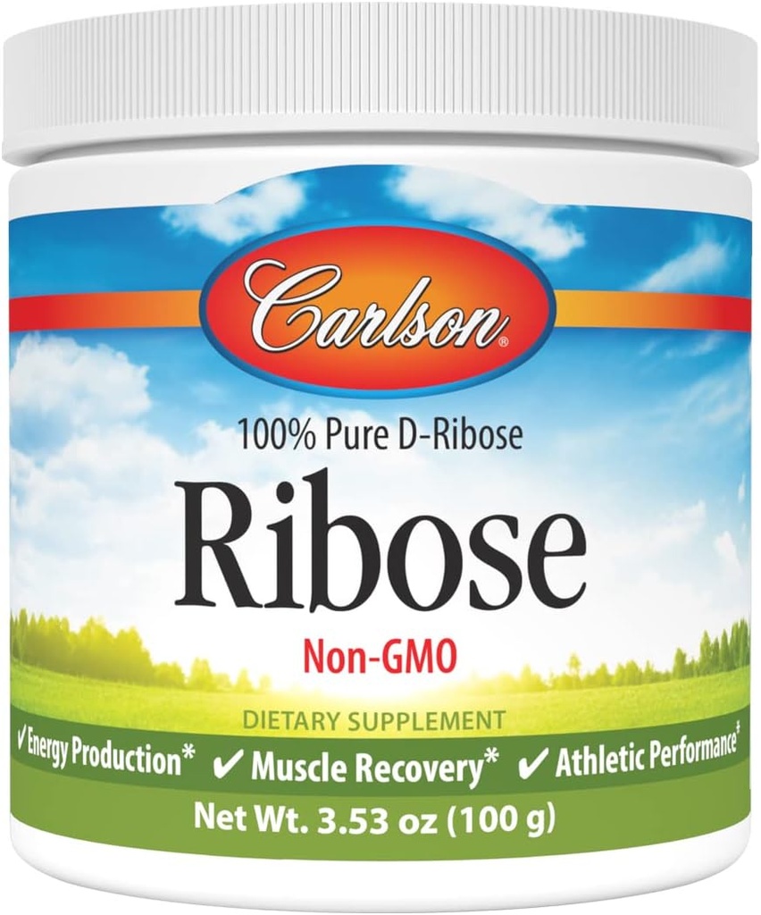 Carlson - Ribose, 100% καθαρό D-Ribose, μη-GMO, Παραγωγή ενέργειας, αποκατάσταση μυών & Αθλητική απόδοση, 3.53 oz (100 g)