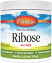 Carlson - Ribose, 100% καθαρό D-Ribose, μη-GMO, Παραγωγή ενέργειας, αποκατάσταση μυών & Αθλητική απόδοση, 3.53 oz (100 g)