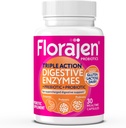 Florajen Digestive Ένζυμα με Προβιοτικά & Πρεβιοτικά - Triple-Action Formula for Gut Health, Bloating, & Gas Relief - Υποστηρίζει Γλουτένη & Γαλακτοκομία - Καθαρή, μη ΓΤΟ - 30-Count