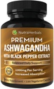 Ashwagandha Supplement Made with Premium Ashwaganda Root Powder 1200mg with Black Pepper Extract for Increased Absorption - 120 Capsules