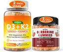 2Pack Vegan Vitamin D3 5000IU K2 Gummies+ 2Pack Berberine Supplement 1500mg Gummies