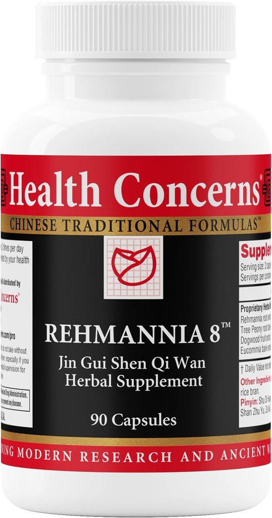 Ανησυχίες για την υγεία Rehmannia 8 - Kidney Cleanse Detox & Repair Supplement - Back Discomfort & Urinary Tract Health for Women & Men - Παραδοσιακή κινέζικη φόρμουλα βοτάνων για την πλάτη - 90 κάψουλες