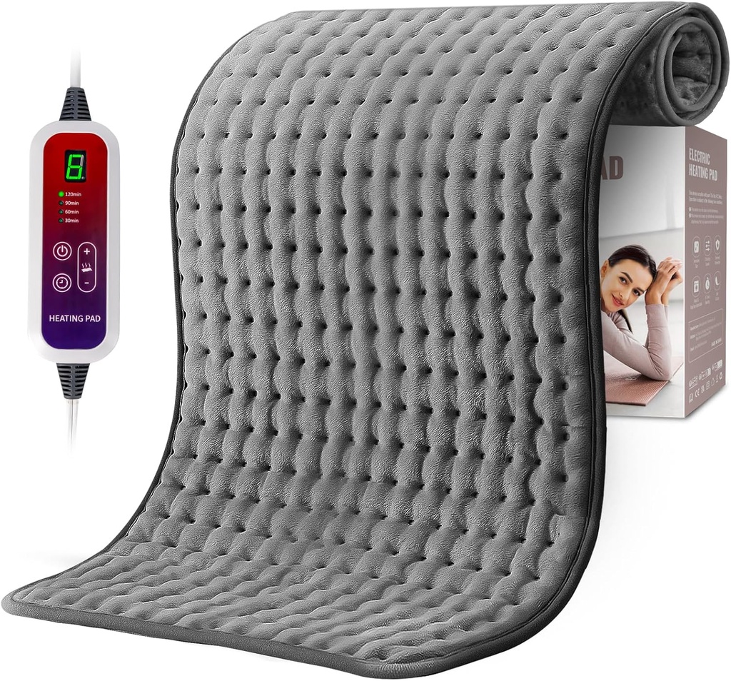Qfun Extra Large Θέρμανση Pad for Back Pain Relief, 19.6"x39.3" XXL Fast Heat Pad Neck and Shoulde Electric Θέρμανση Pad for Period Cramps with 6 Heat Settings & Auto Shut-Off,Χριστουγεννιάτικα Δώρα για τους άνδρες