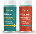 Iwi Omega-3 Essential & Vegikrill Omega-3 Bundle, 30 εξυπηρετήσεις, Vegan Plant Based Algae Omega 3, Krill & Fish Oil Alternative, Χωρίς Αλιευτική Επίγευση