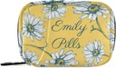 Custom Pill Box 7 Day Pill Τσάντα υπόθεση Daisy Λουλούδια εξατομικευμένο όνομα Τσάντα Organizer Ταξιδιών Χάπια με Zipper Φορητή εβδομαδιαία περίπτωση Συμπαγές μέγεθος για τον κάτοχο συμπλήρωμα βιταμίνης