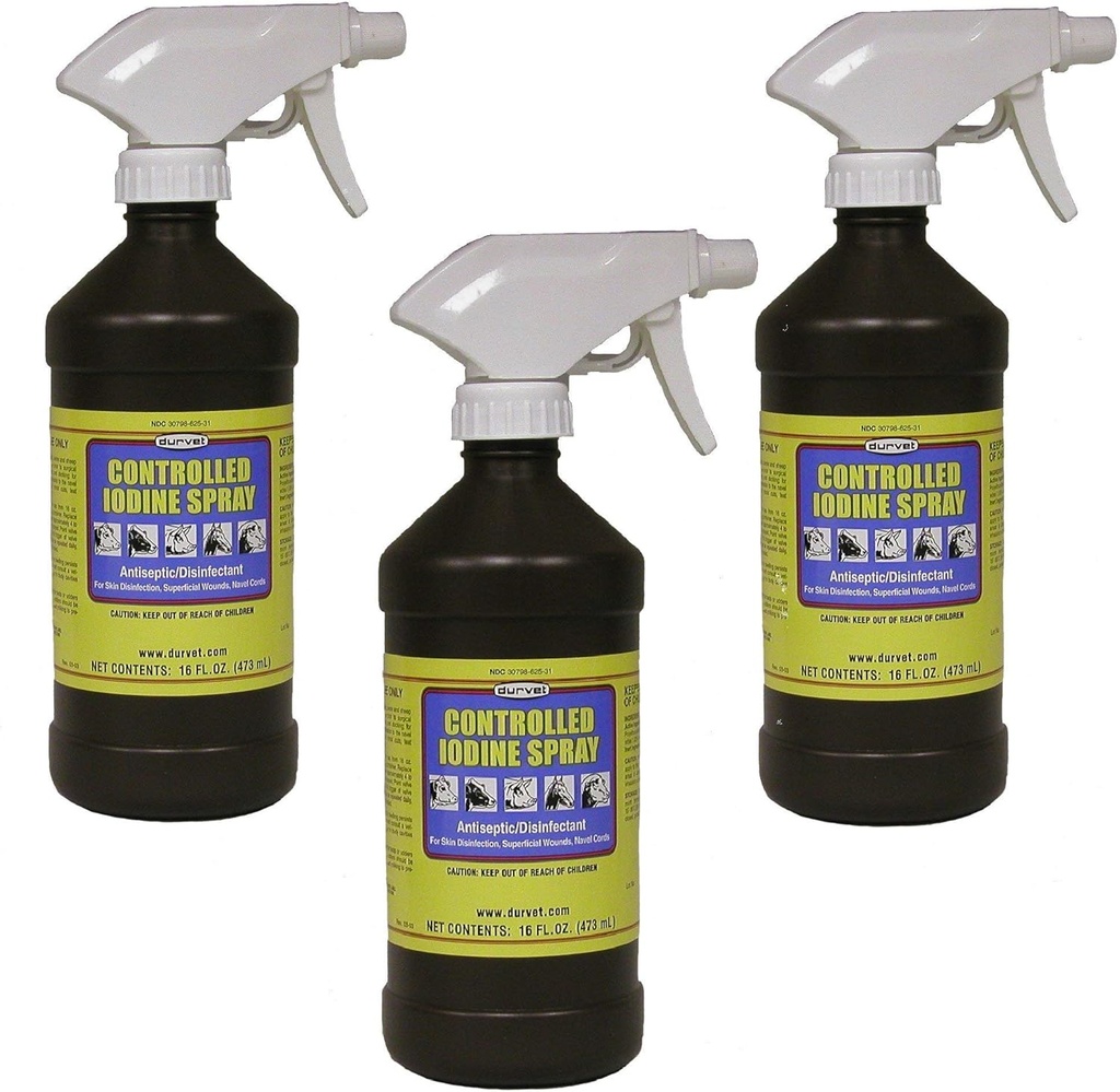 (3 Pack) Durvet Controlled Iodine Spray, 16-Ounces Each